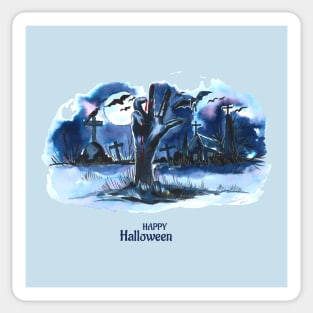 Zombie Hand Rising Halloween Sticker